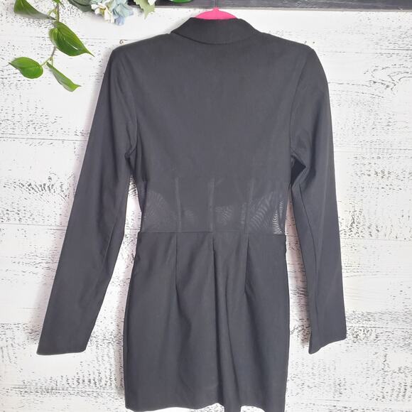 Michael Costello x REVOLVE Black Mesh Panel Blazer Sz S Dress NWT Cocktail - Picture 7 of 12